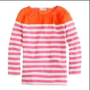 J. Crew pink and orange striped blouse